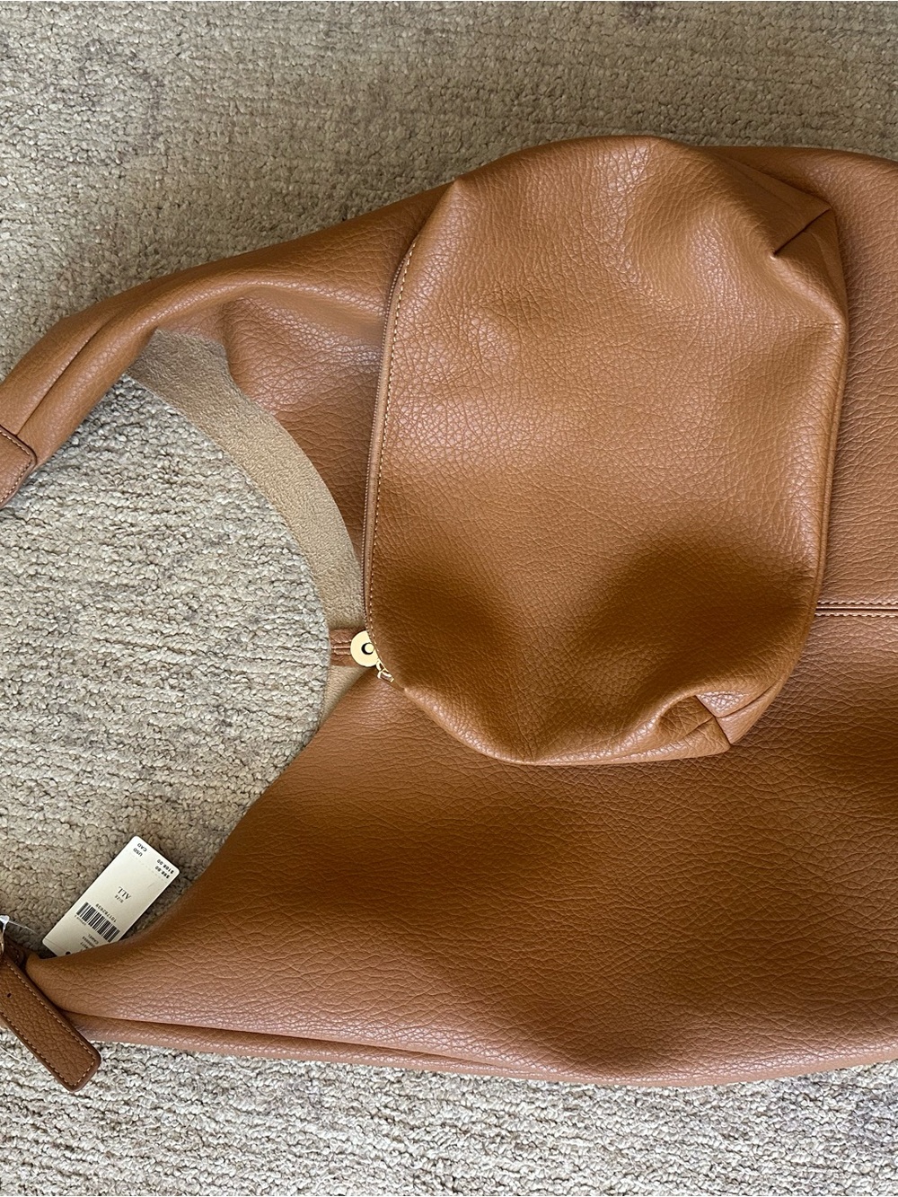 Anthropologie NWT Classic Tan Leather Shoulder Tote Bag - Picture 5 of 7